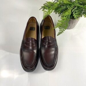Nunn Bush Mens Burgundy Leather Penny Loafers Oxblood Dress Shoes